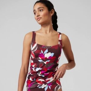 Athleta▪️Hermosa Hero Bloom Ruched Sleeveless Tankini Bikini Top 38B/C